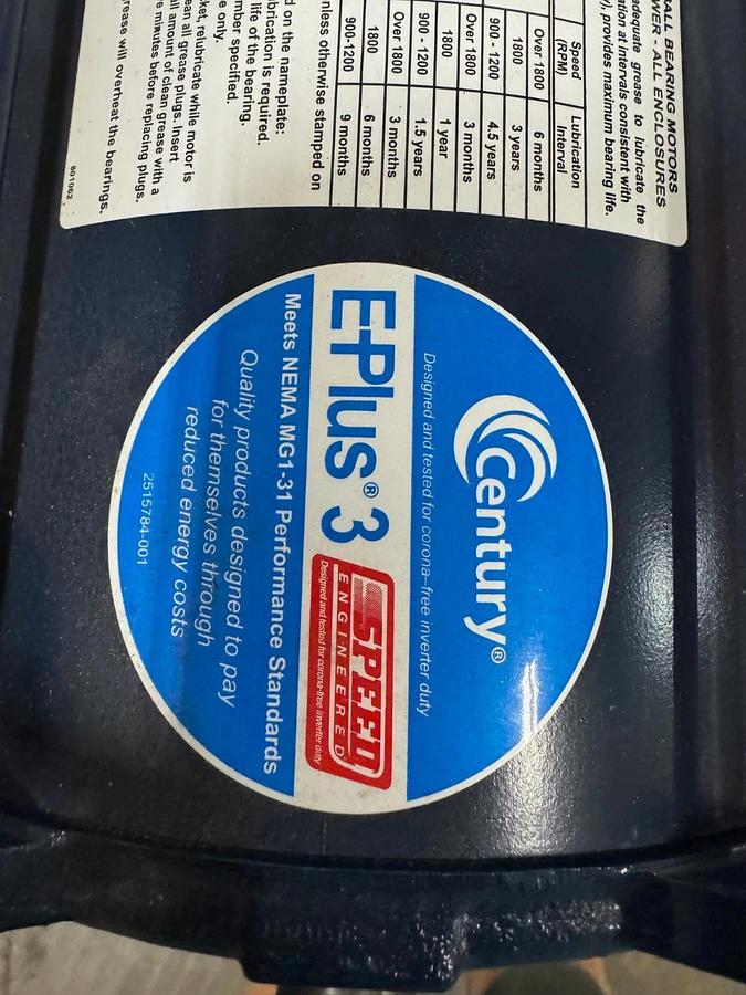 AO SMITH CENTRY E PLUS 3 Motor 7.5 HP MODEL E317M2 VA11A1 VA11C 760 RPM 230/460