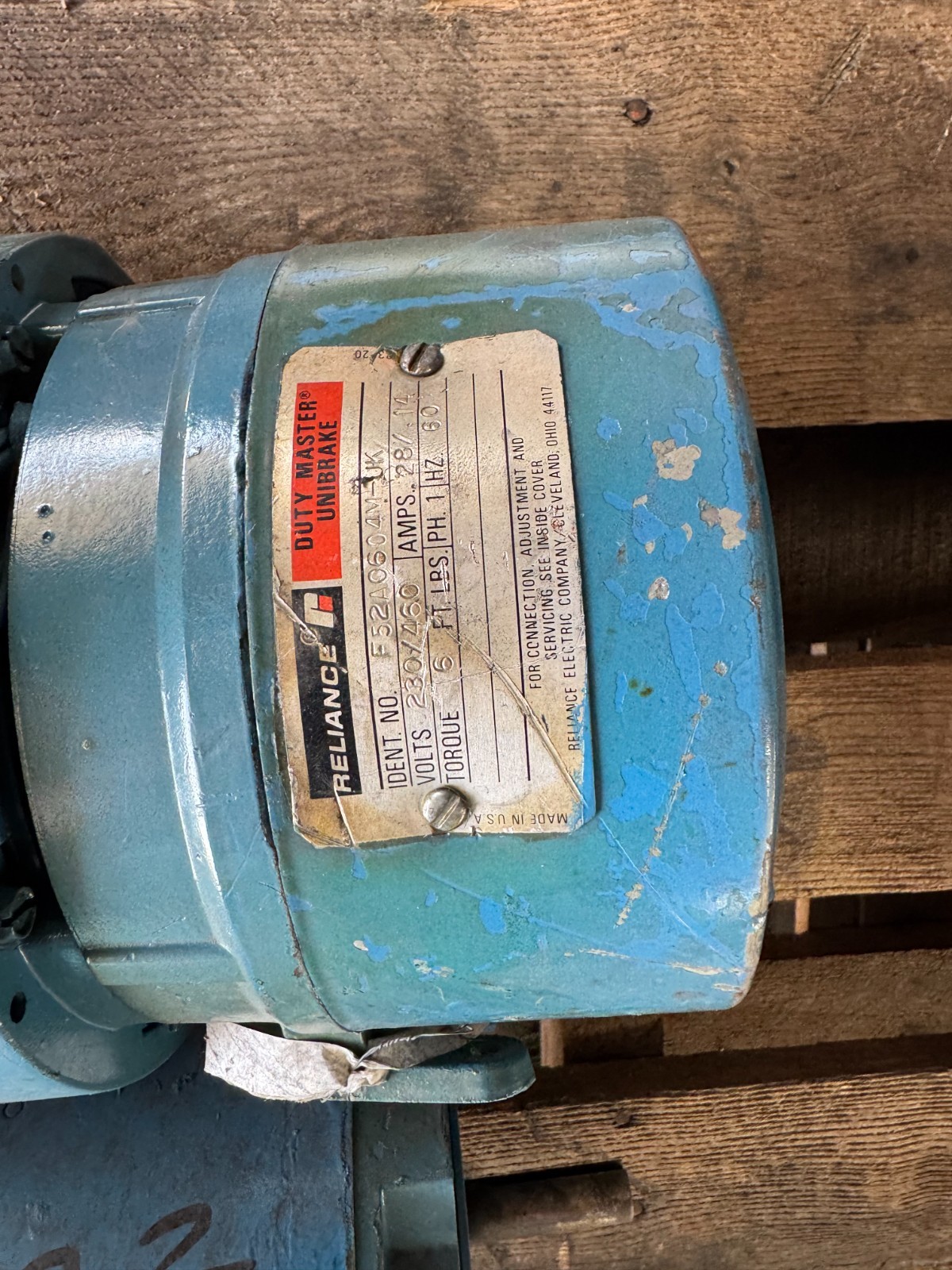 RELIANCE MOTOR WW1 WW2 WW3 HP MODEL P56H3439N WITH BRAKE 1725 RPM 230/460 V