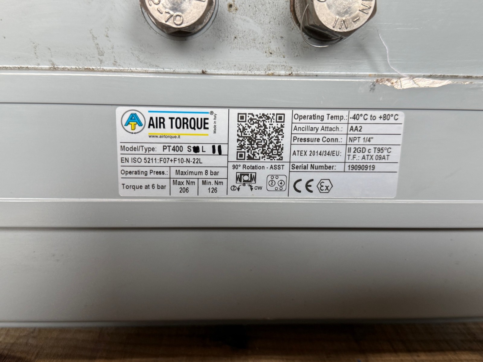 AIR TORQUE ACTUATOR MODEL PT400SLII  ZR1