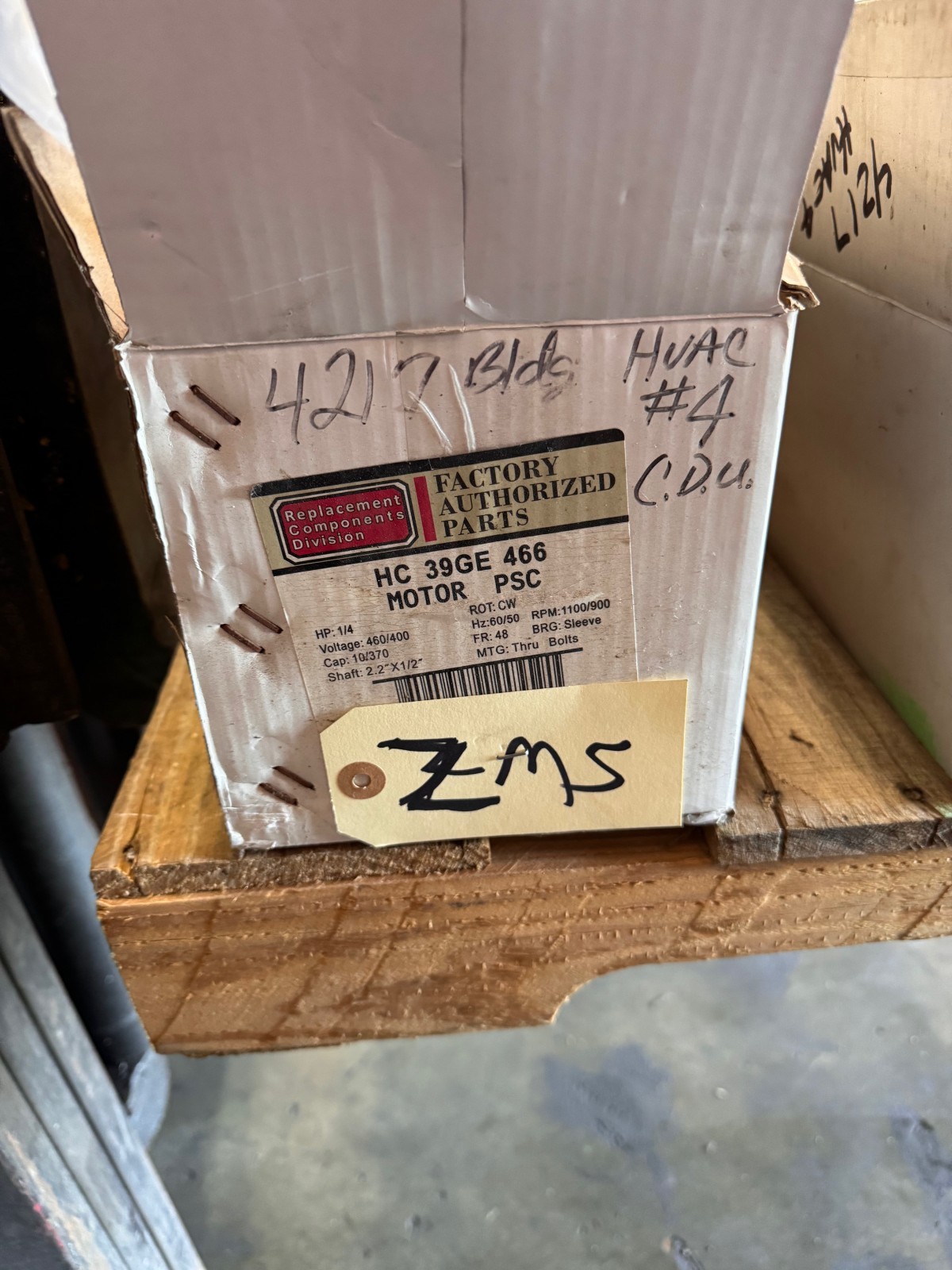 GENTEQ Motor 1/4-1/5 HP MODEL HC39GE464 ZI7 ZM5 ZM6 1100/900 RPM 400/460V