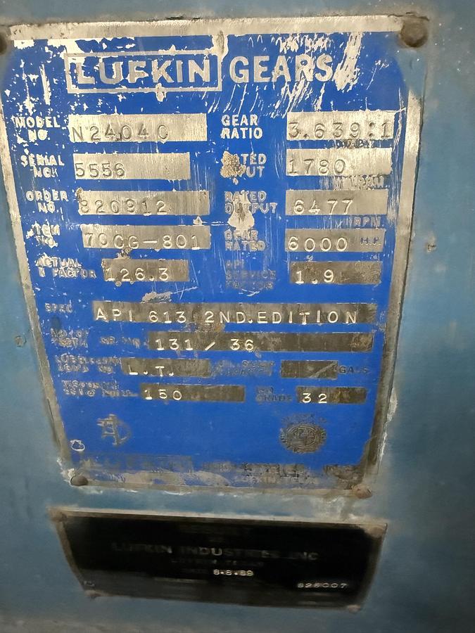 Refurbished LUFKIN GEAR REDUCER 2ZT MODEL N24040 RATIO 3.63 TO 1 RATED 6000 HP