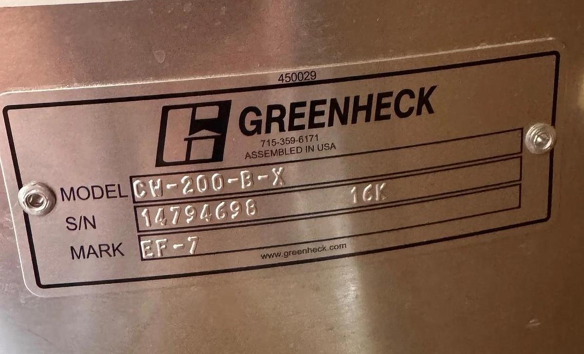 GREENHECK COMMERCIAL EXAUST FAN VA16B MOD CW-200-B-X MARK EF-7 SS