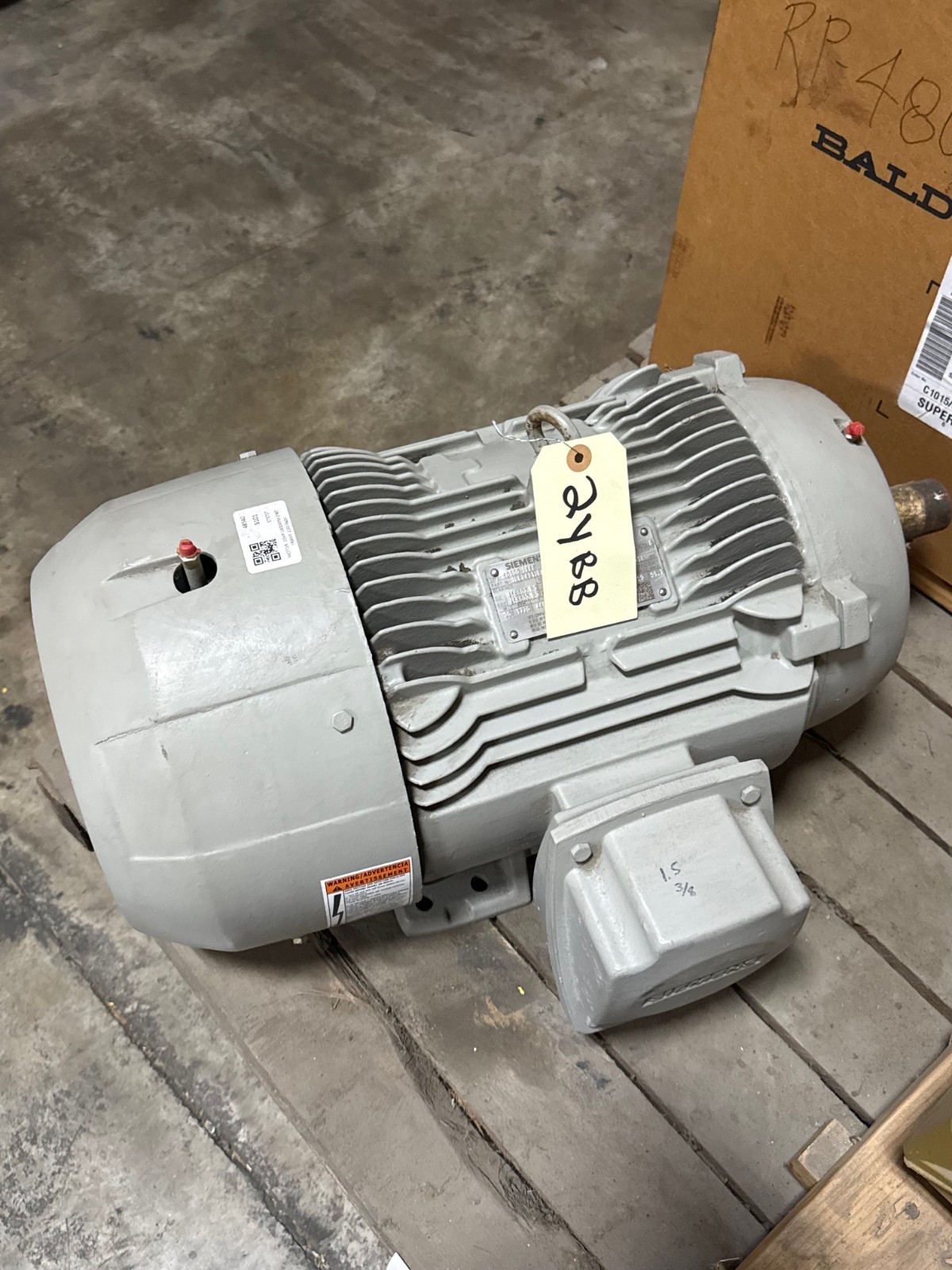 Used SIEMENS INVERTER DUTY MOTOR 20 HP MODELSD100IEEE 2YBB 1770 RPM 460 V 3 PH 25  AM