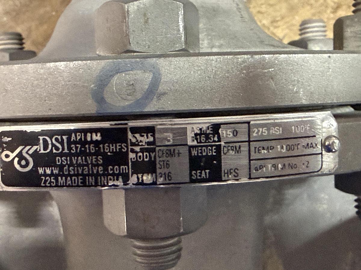 Refurbished DSI 3" 150 RF GATE VALVE 316 BODY 2ZDH FIG# 37-15-16HFS-Z215