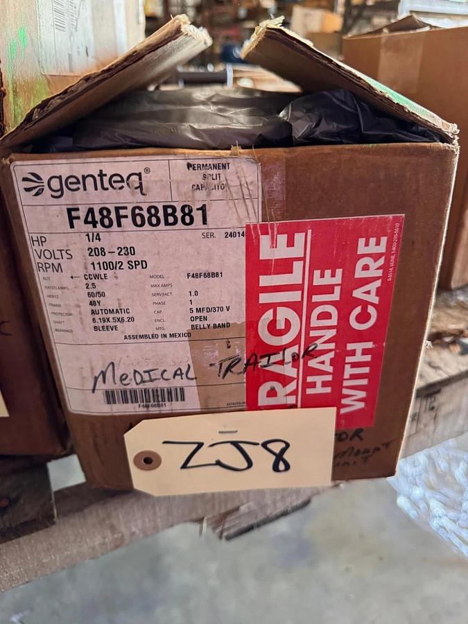 GENTEQ Motor DOUBLE SHAFTED 1/4 HP MODEL F48F68B81 ZJ8 1110 RPM 2 SPD 208/230 V