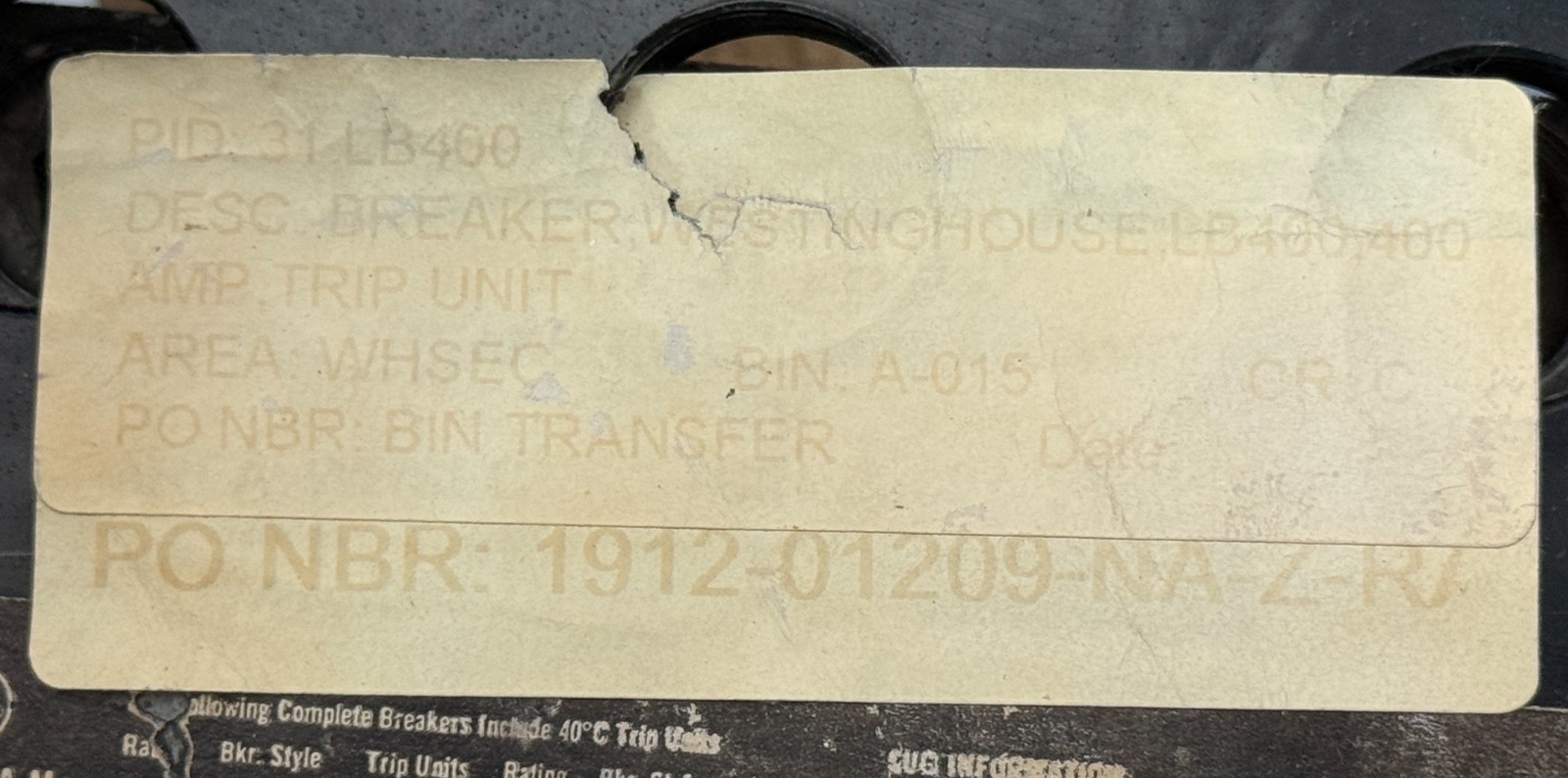 Refurbished Westinghouse Molded Case Circuit Breaker LB400F 400 Amp 3-Pole, 600 Volt 2YU3