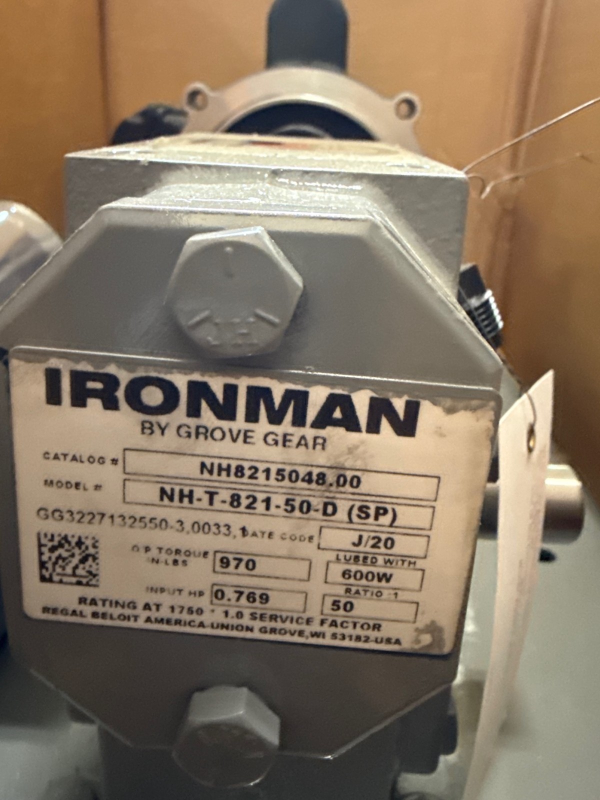 IRON MAN GEAR MOTOR W RELIEF VALVE 2XSA 2XSB MOD NH-T-821-50-D SP 50 TO 1 RATIO