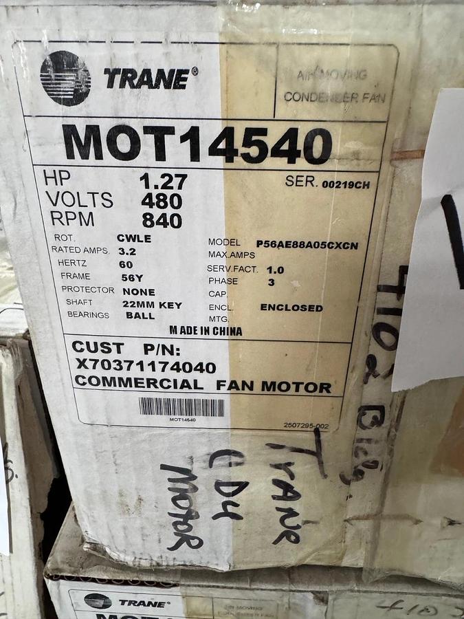 TRANE Motor 1.27 HP MODEL MOT14541 WA4F 840 RPM 480V 3.2 AMP 3 PH FRAME 56Y