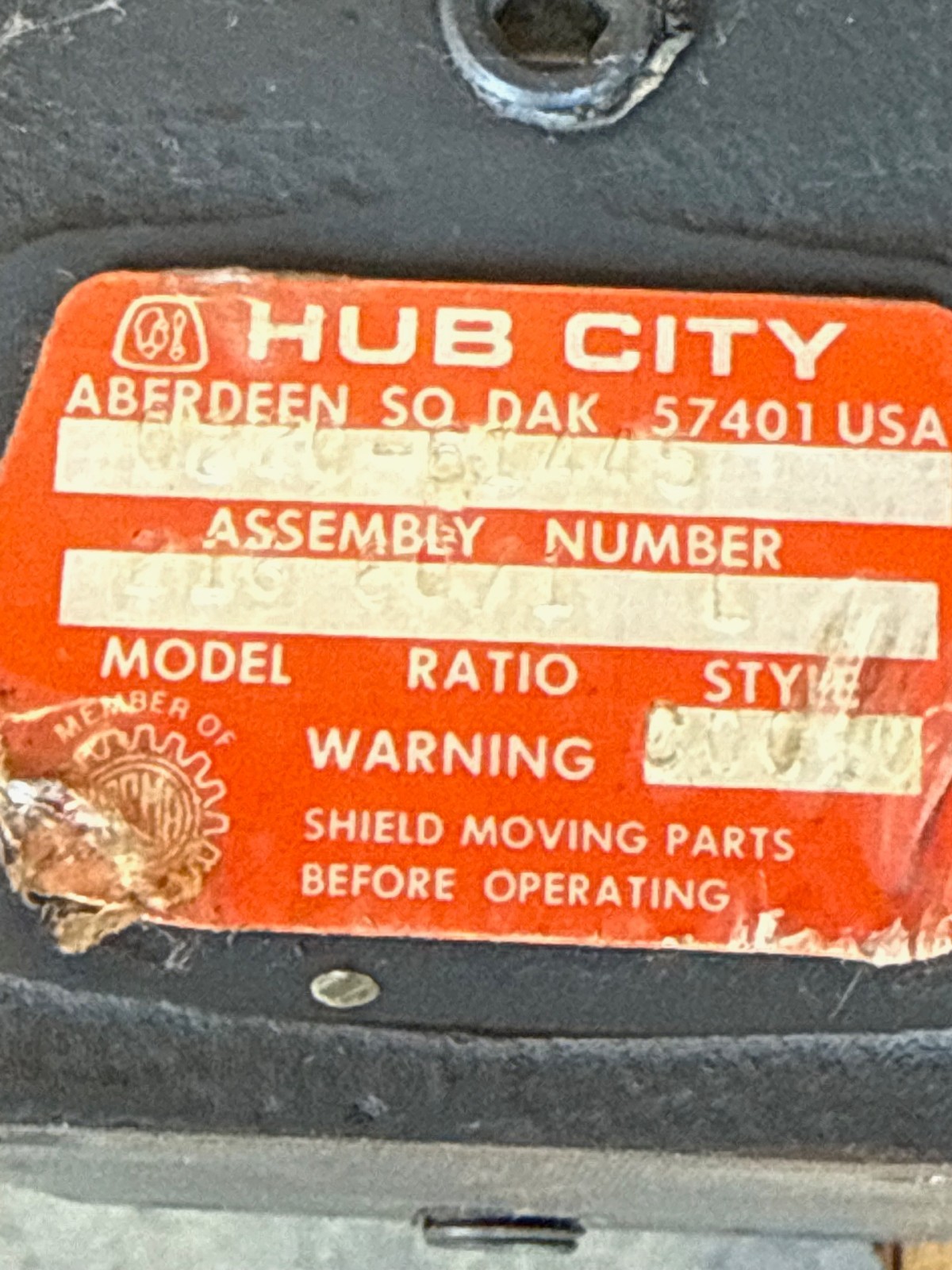HUB CITY GEAR REDUCER 1XQF MOD 21860/1L 60 TO 1 RATIO STYLE 00010