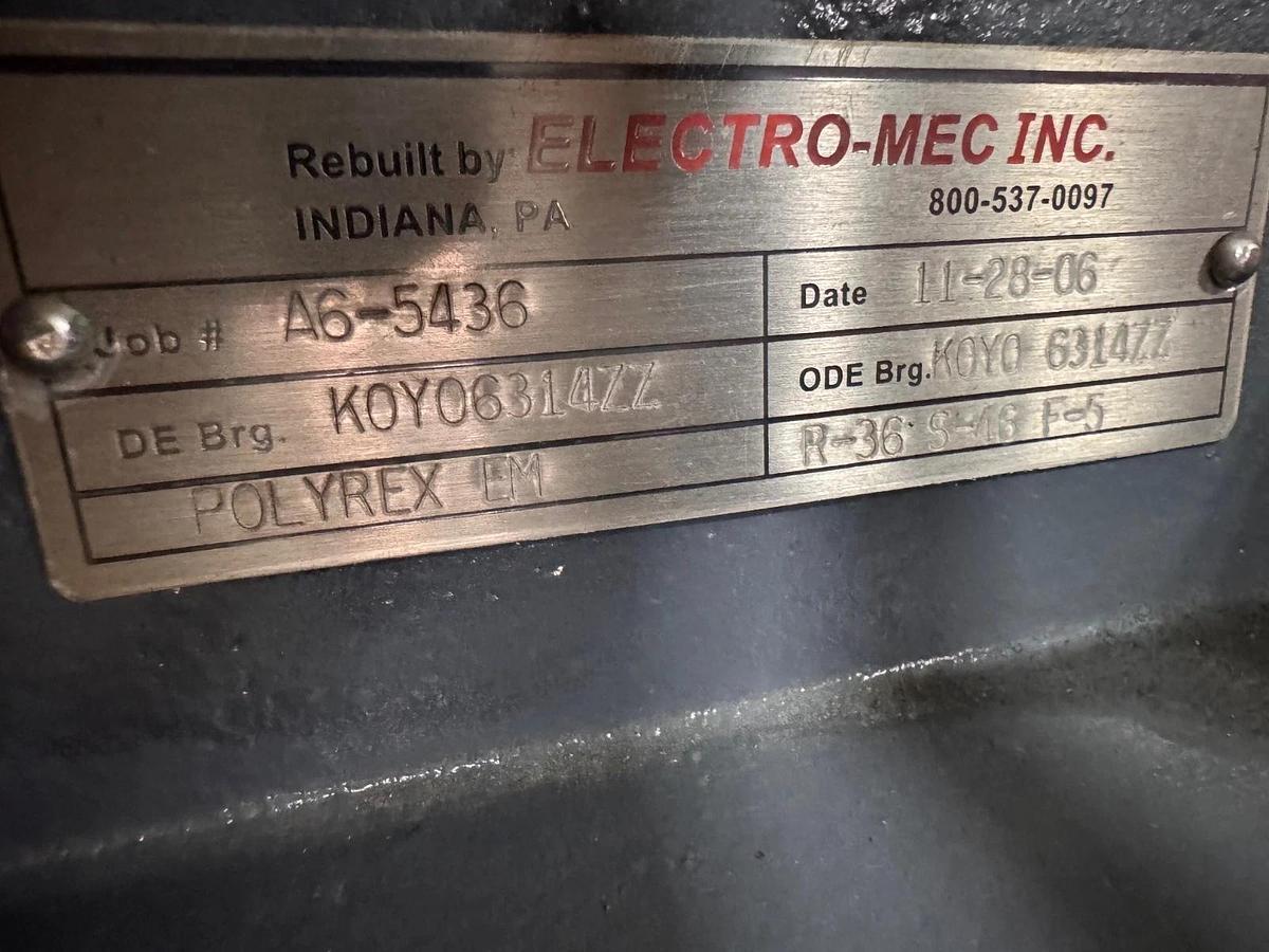 SIEMENS MOTOR 75 HP MODEL RGZEESD 2XC 1780 RPM 460 V 85 AMPS 3 PH FR 365T 2.38 S