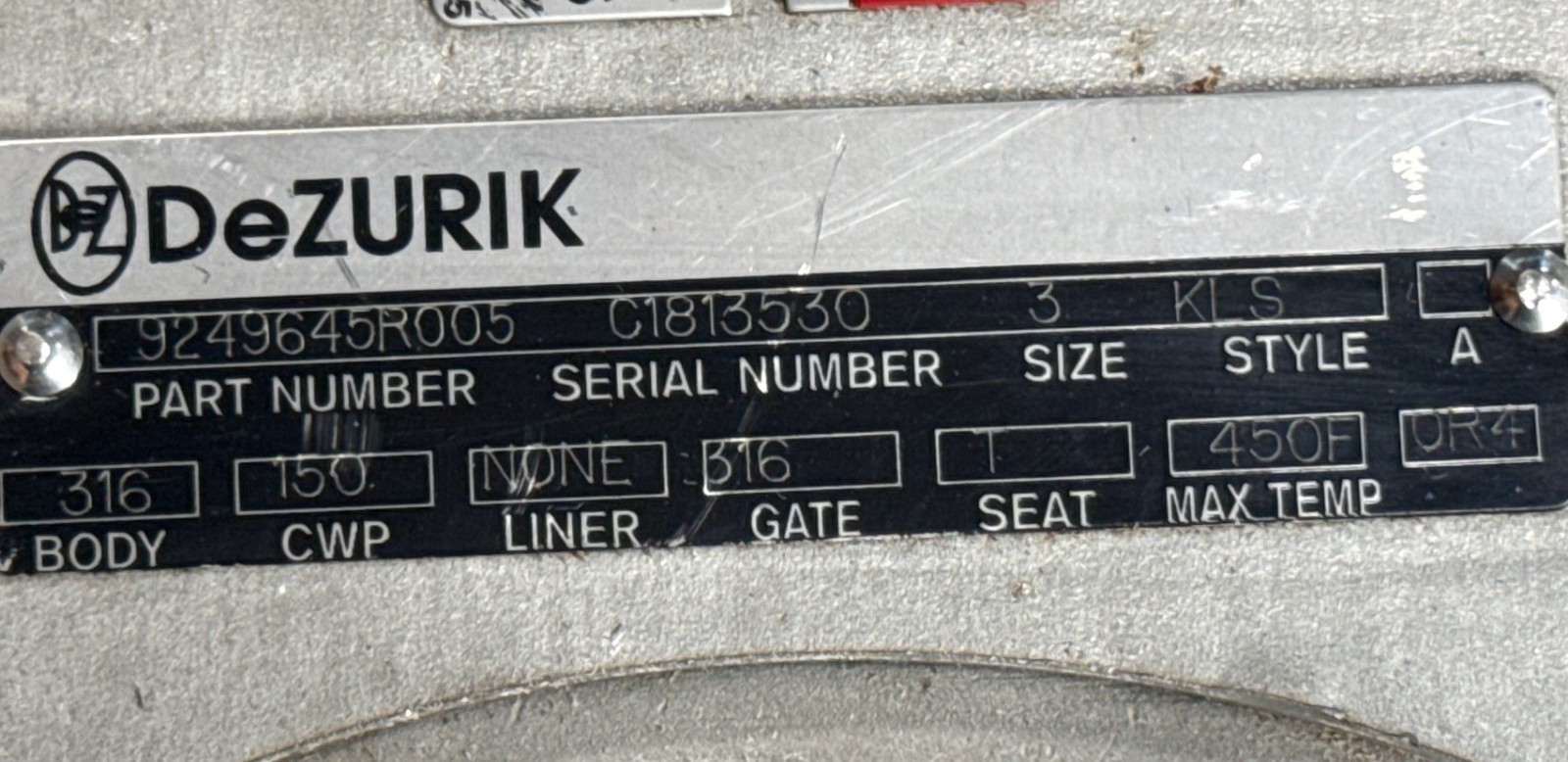 Used DEZURICK 3" 150 LB LUG KNIFE GATE VALVE 2YIA MODEL KLS 9249645R005 9633562 316SS
