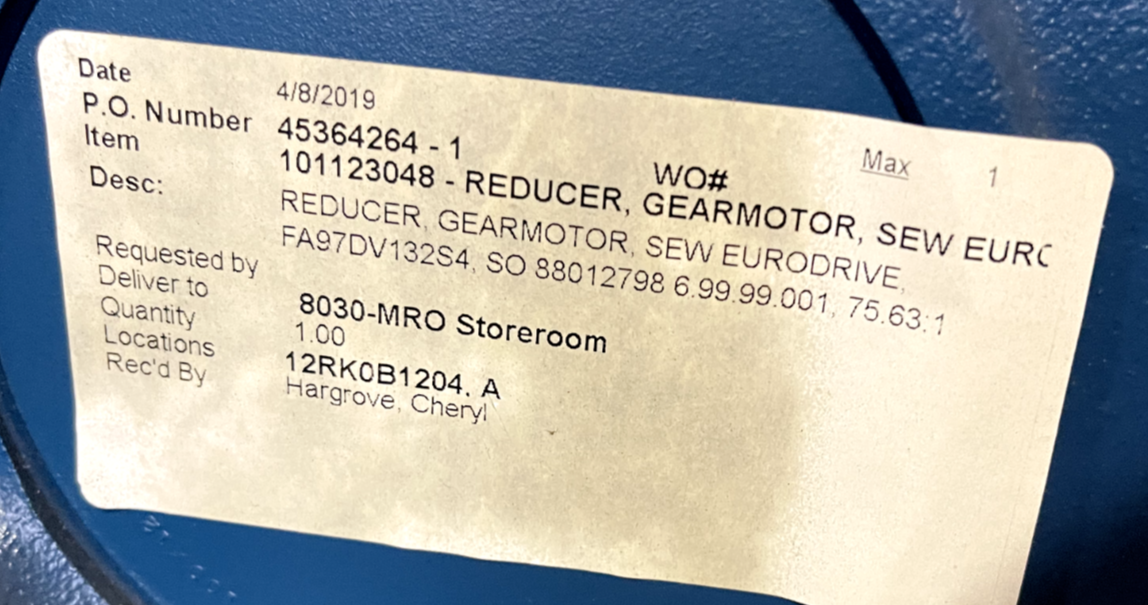 Sew Eurodrive 7.5-HP Gearmotor, 1768/23 RPM, 230/460 V, 75.63:1 Ratio FA97 DRN13