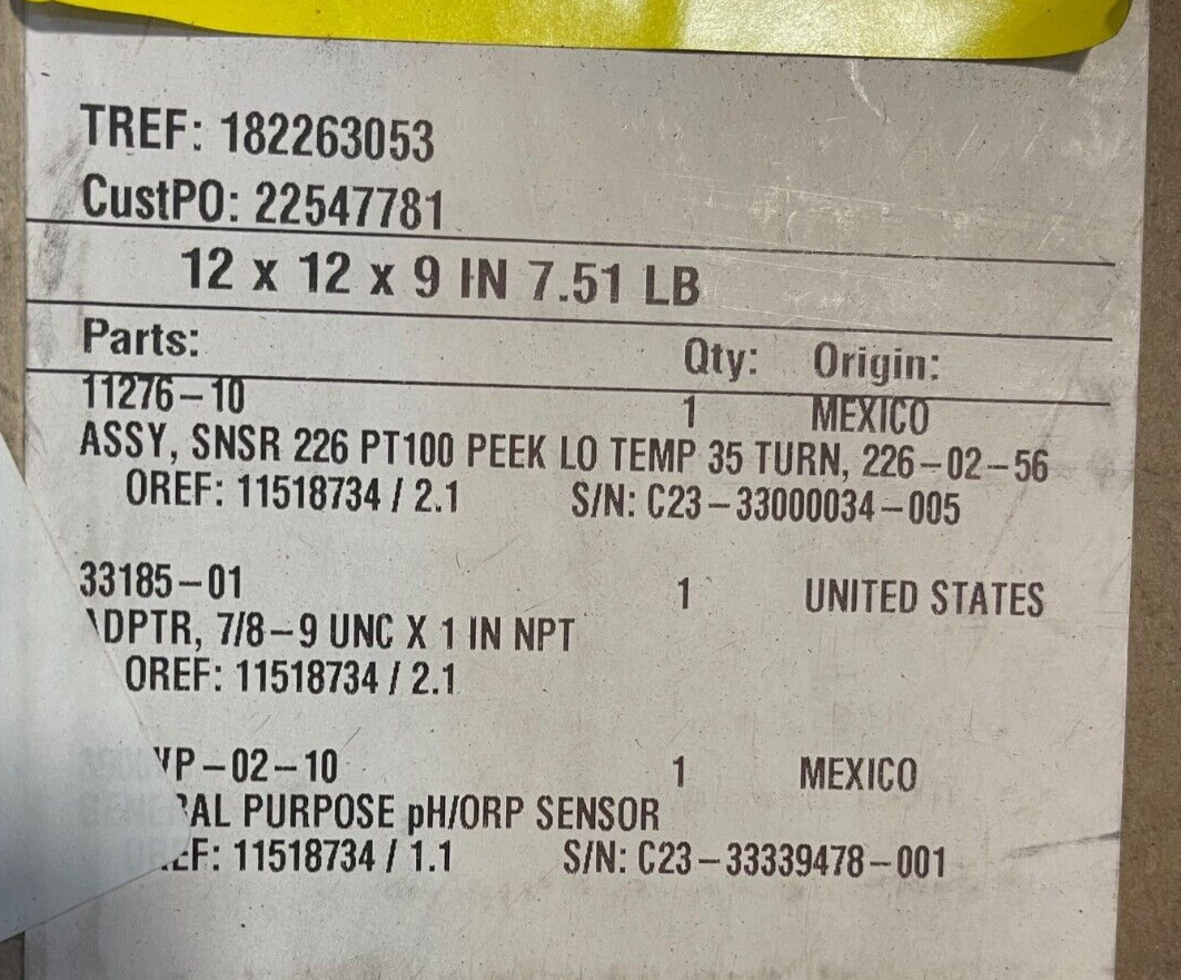 ROSEMOUNT CONDUCTIVITY SENSOR M1122-C-1 226-02-56-80 PSI 248 DEG SUBM TYPE