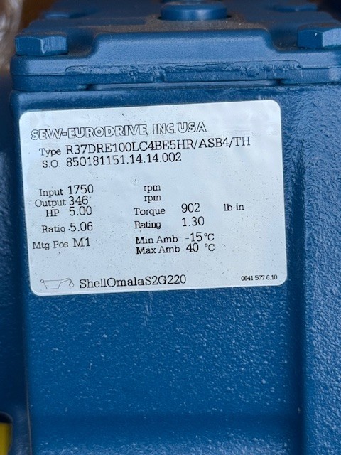 SEW-EURODRIVE GEAR MOTOR WA1 MOD KA47/TDRN80M4/AFQ8 1751 TO 17 RPM 1 HP 460 V