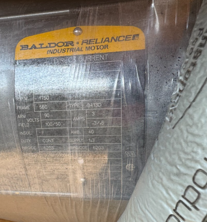 BALDOR DC MOTOR D2 1/4 HP MODEL T56H1100 1725 RPM 90 V DC AMP PH FR 90 VD