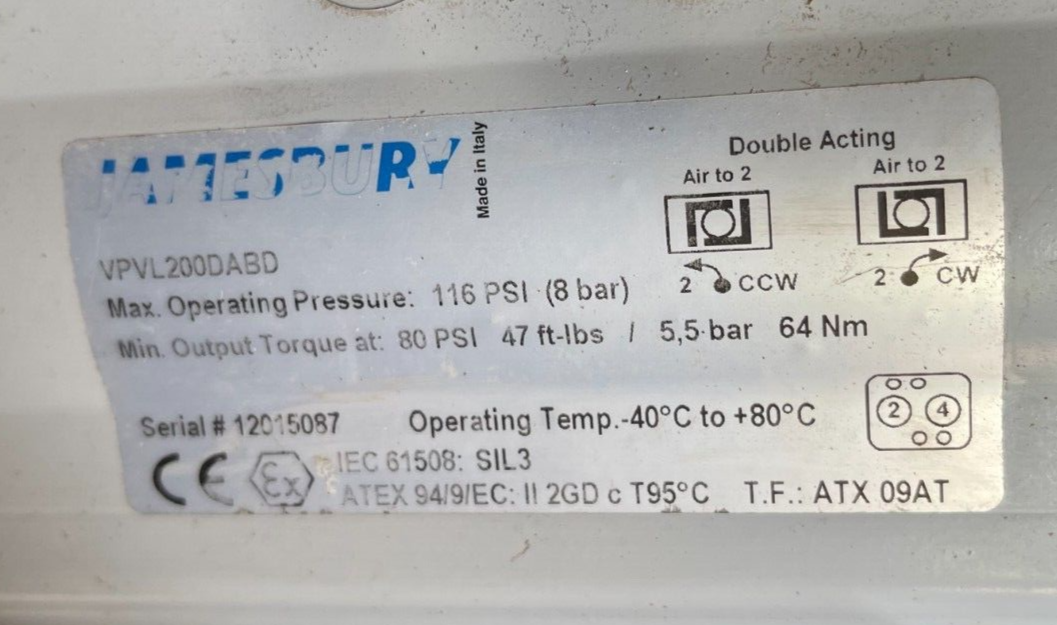 2" 150 RF FP BALL VALVE 316 MARWIN FMYB5120 W ACT UT-3-SR-03