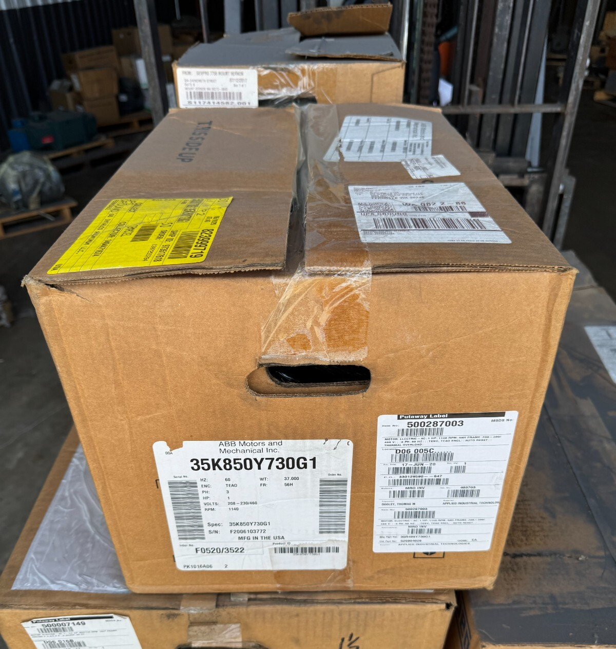 ABB BALDOR MOTOR H3 1HP MODEL 35K850Y730G1 1140RPM 208-230/460 V AMP 3PH  FR 56H
