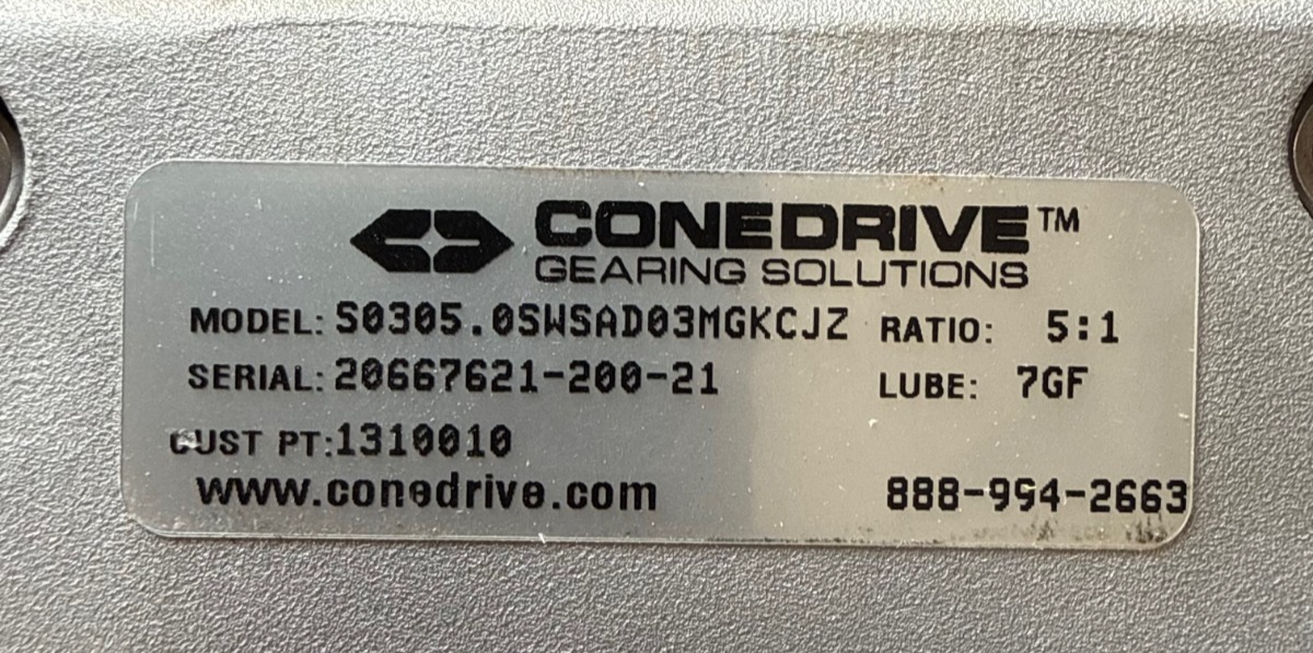CONEDRIVE GEAR REDUCER 1XQE MODEL SO305.0SWSAD03MGKCJZ 1750 RPM 5 TO 1 RATIO