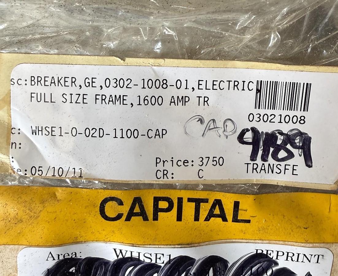 Refurbished GE 1600 AMP Power Break I Breaker MODEL TPY5616 2YY2 2YY3 1600A TRIP FULL SZ FRAME CAT TPY5616 TRIP PLUG AND AUX A B 24VUVR