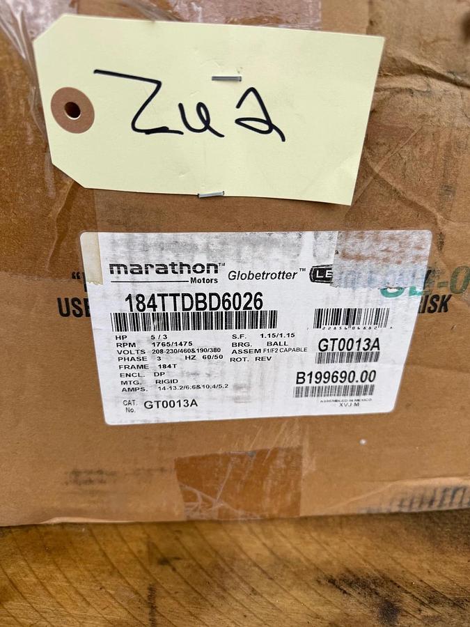 LEESON GLOBETROTTER MOTOR 5 / 3 HP ZU2 MODEL GT0013A ZU2 1760/1475 RPM 230-460