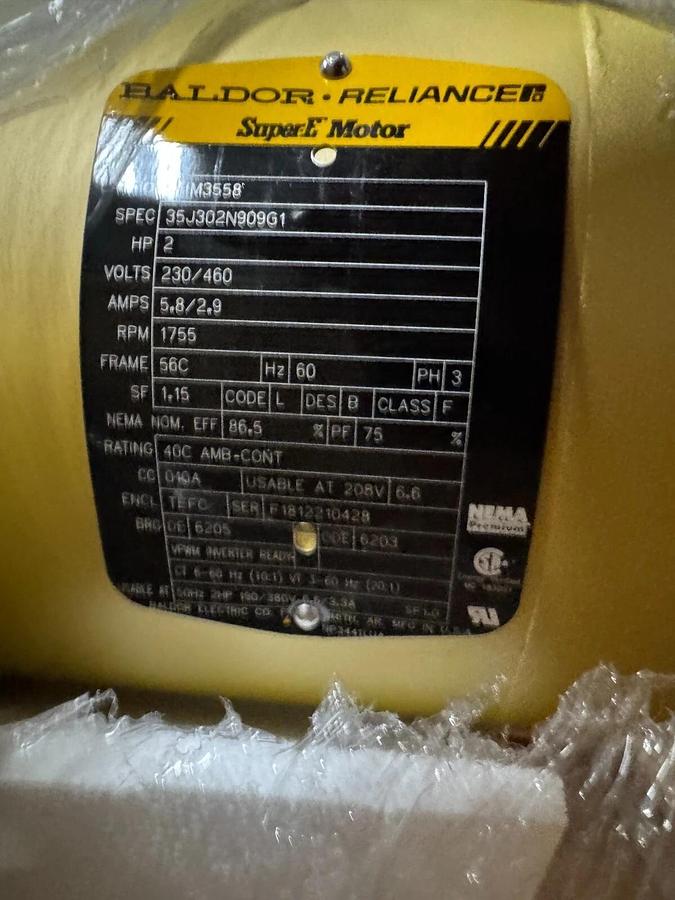 WEG MOTOR D1 1 1/2 HP 00158ET3E145TC-W22 1755RPM 208-230/460 V 3 PH FR145TC