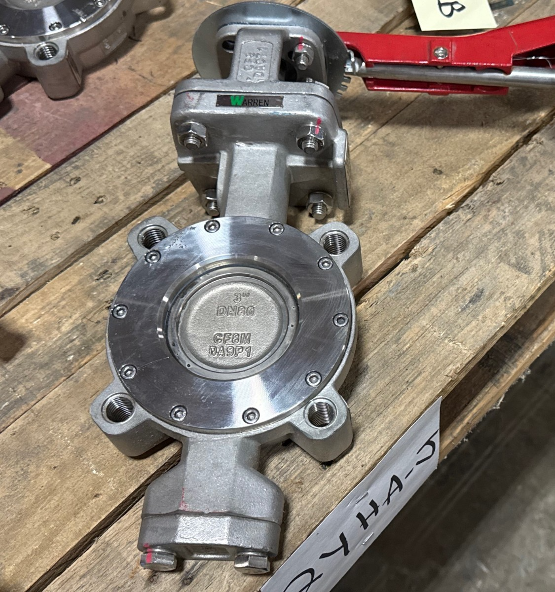 Used WARREN 3" 150 DOUBLE OFFSET LUG HI PERFORMANCE BUTTERFLY VALVE  MODEL 9158-2