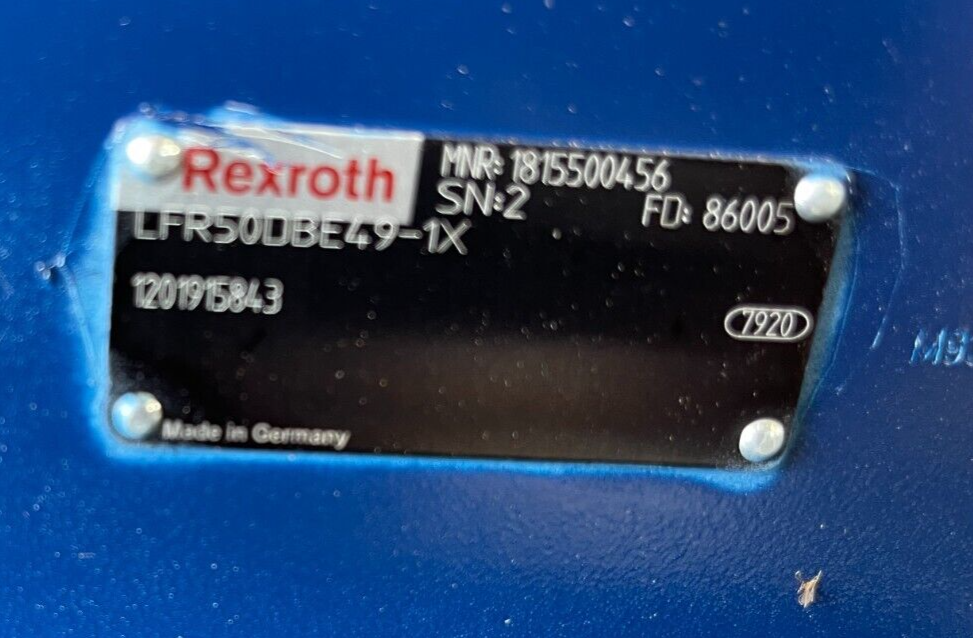 REXROTH HYDRAULIC VALVE W RELIEF VALVE 2" LFR50DBE49-1X MNR 1815500456