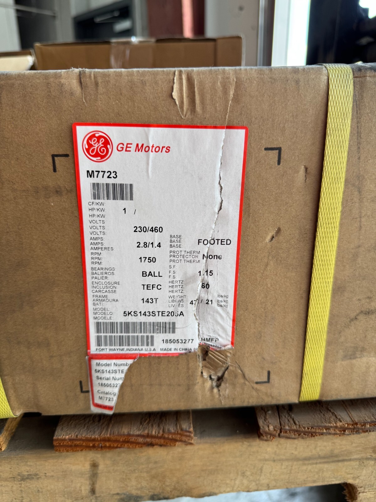 GE MOTOR C7 1HP 5KS143STE205A 1750 RPM 208-230/460 V 2.8 1.4 AMP 3 PH  FR 143T