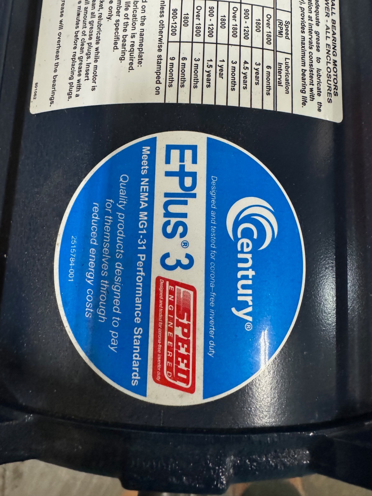 AO SMITH CENTRY E PLUS 3 Motor 7.5 HP MODEL E317M2 VA11A1 VA11C 760 RPM 230/460