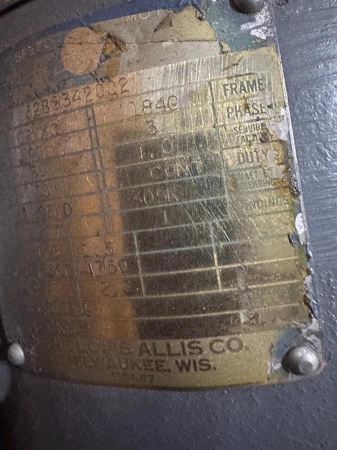 LOUIS ALLIS PACEMAKER MOTOR X3 11/2HP MOD CRMXC-5285342002 1500/1750 RPM 230/460