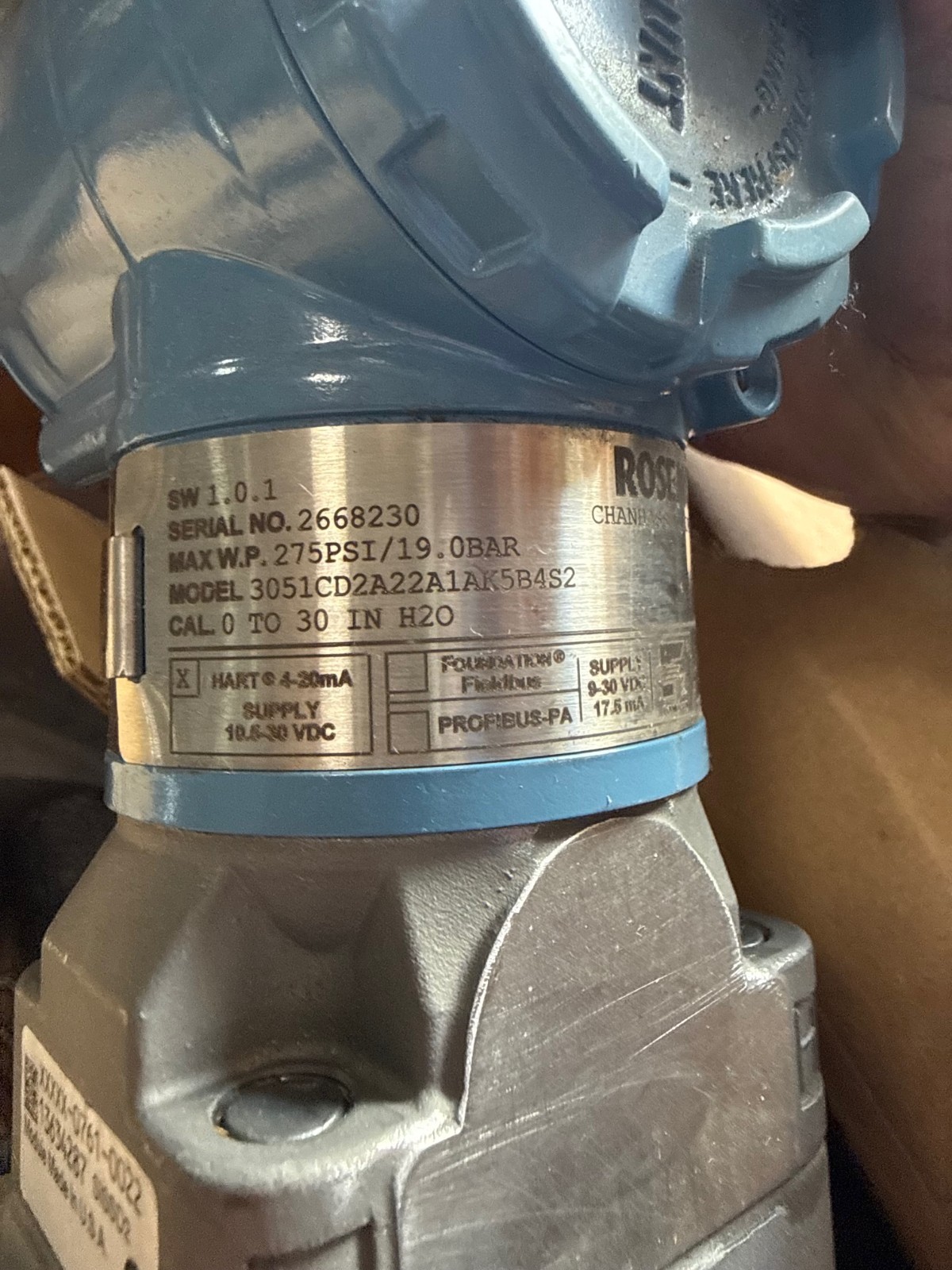 ROSEMOUNT TRANSMITTER 3051CD2A22A1AK5B4S2 1XZF 0-30" IN H2O