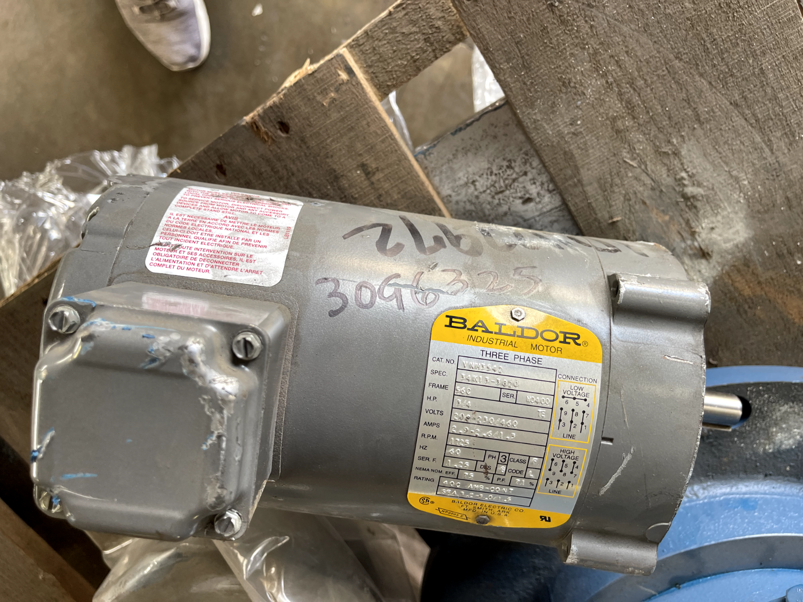 BALDOR 1/4 HP 208-230/460 V 1725 RPM FRAME 56C VNM3542