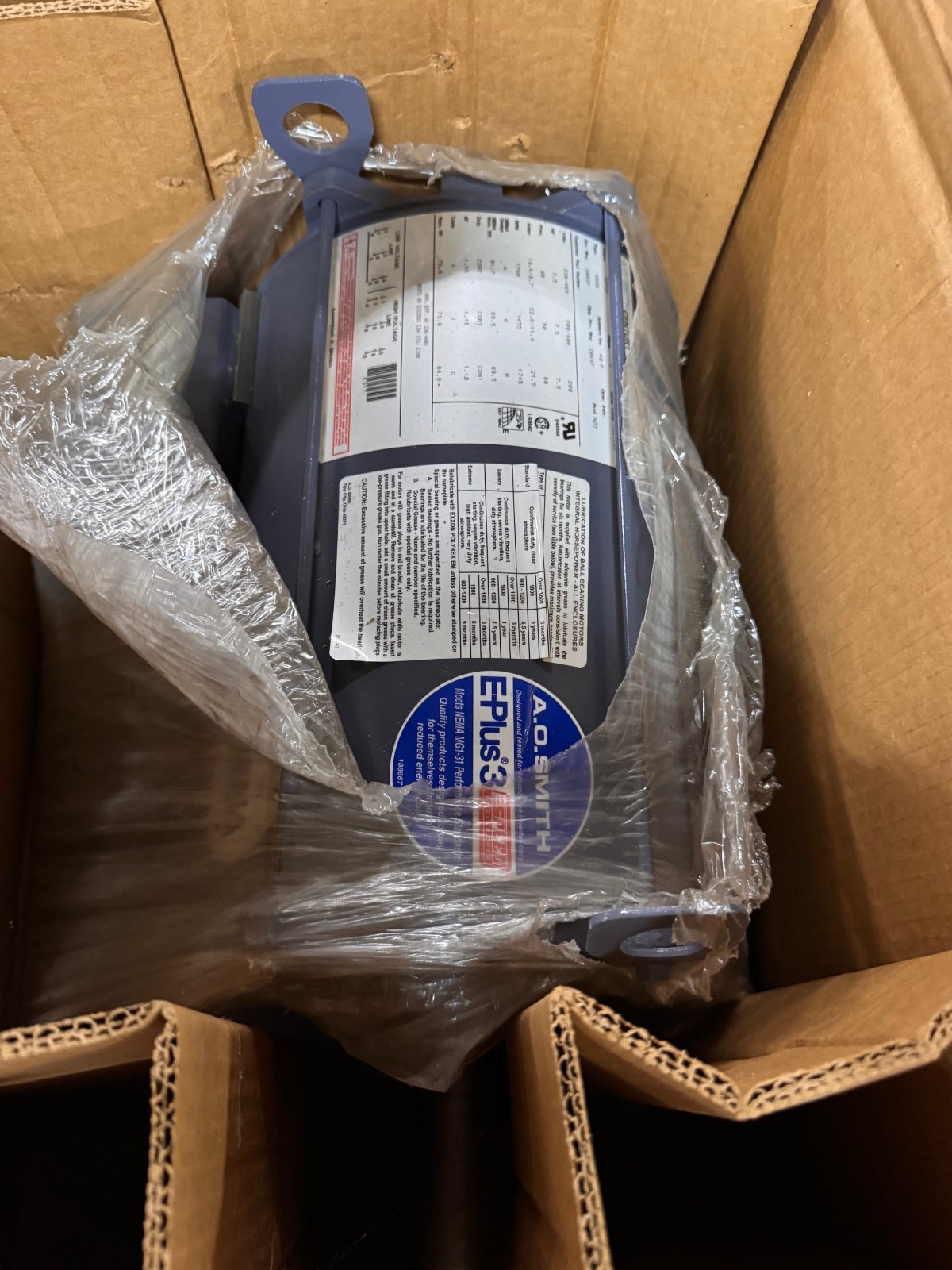 CENTRY E-PLUS 3 Motor 7.5 HP ZF2A  MODEL E317  MOGB ZF2A1760 RPM 200/230/460 V