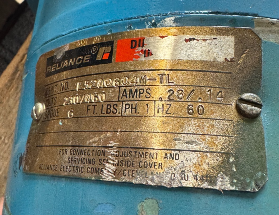 RELIANCE MOTOR WW1 WW2 WW3 HP MODEL P56H3439N WITH BRAKE 1725 RPM 230/460 V