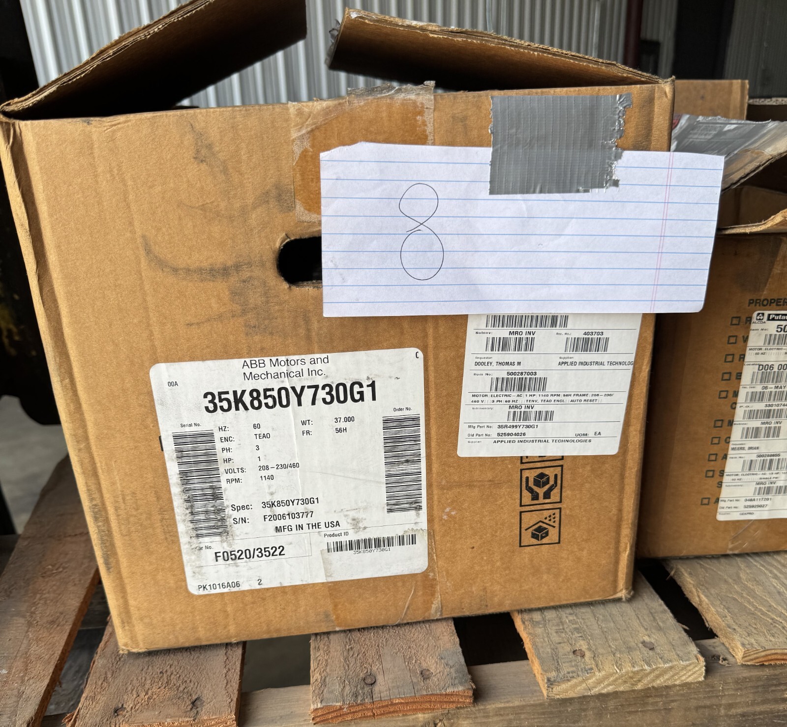 ABB BALDOR MOTOR C1  1 HP MO 35K850Y730G1 1140RPM 208-230/460 V  1 PH AMP FR 56H