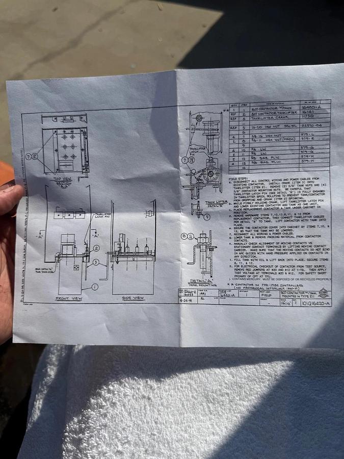 ELLIOTT 807 CONTACTOR XA10 W TANK TYPE 211
