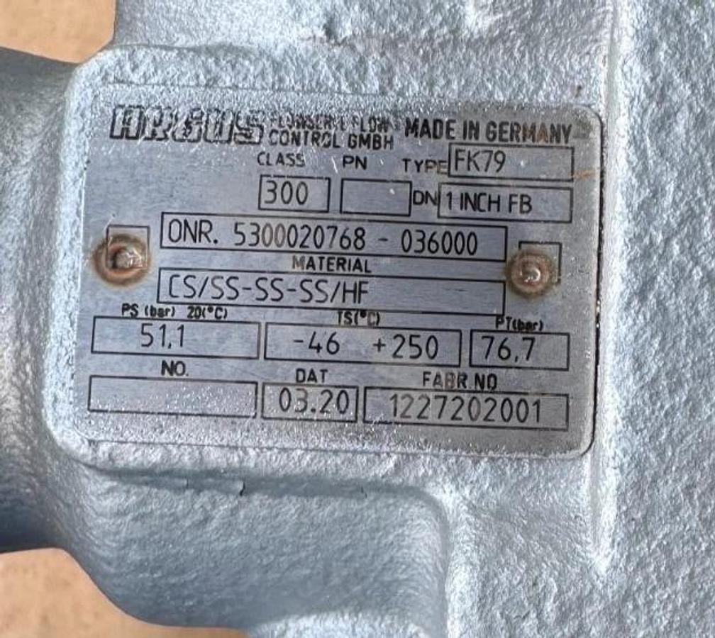 ARGUS 1" 300 RF FP BALL VALVE V22 MODEL FK79 CS BODY SS TRIM W AUTOMAX ACTUATOR