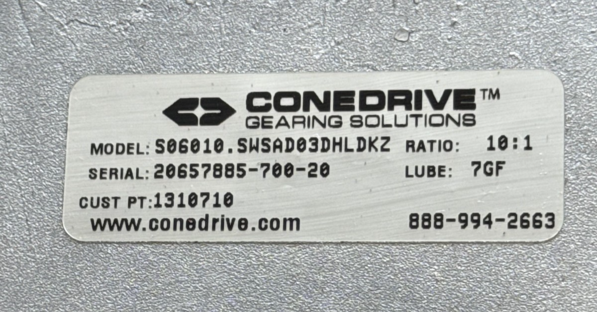 CONEDRIVE GEAR REDUCER 1XWI MOD SO6010.SWSAD03DHLDKZ 10 TO 1 RATIO