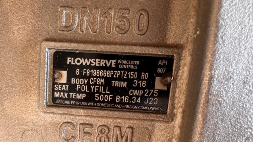 WORCESTER FLOWSERVE 6" 150 RF FULL PORT BALL VALVE 316 STAINLESS STEEL BODY 2XB