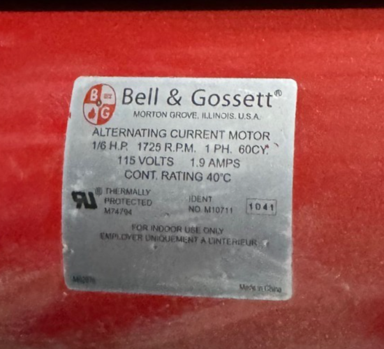 Bell & Gossett 2" X 2" CENTRIFUGAL PUMP VA18F MODEL B41 1725 RPM 1/6 HP Motor 11