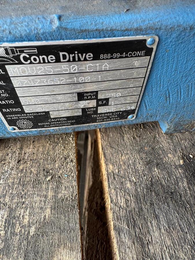 CONE DRIVE GEAR REDUCER WA52 WA53  MUV25-50-C1A 1755 RPM RATIO 900 TO 1