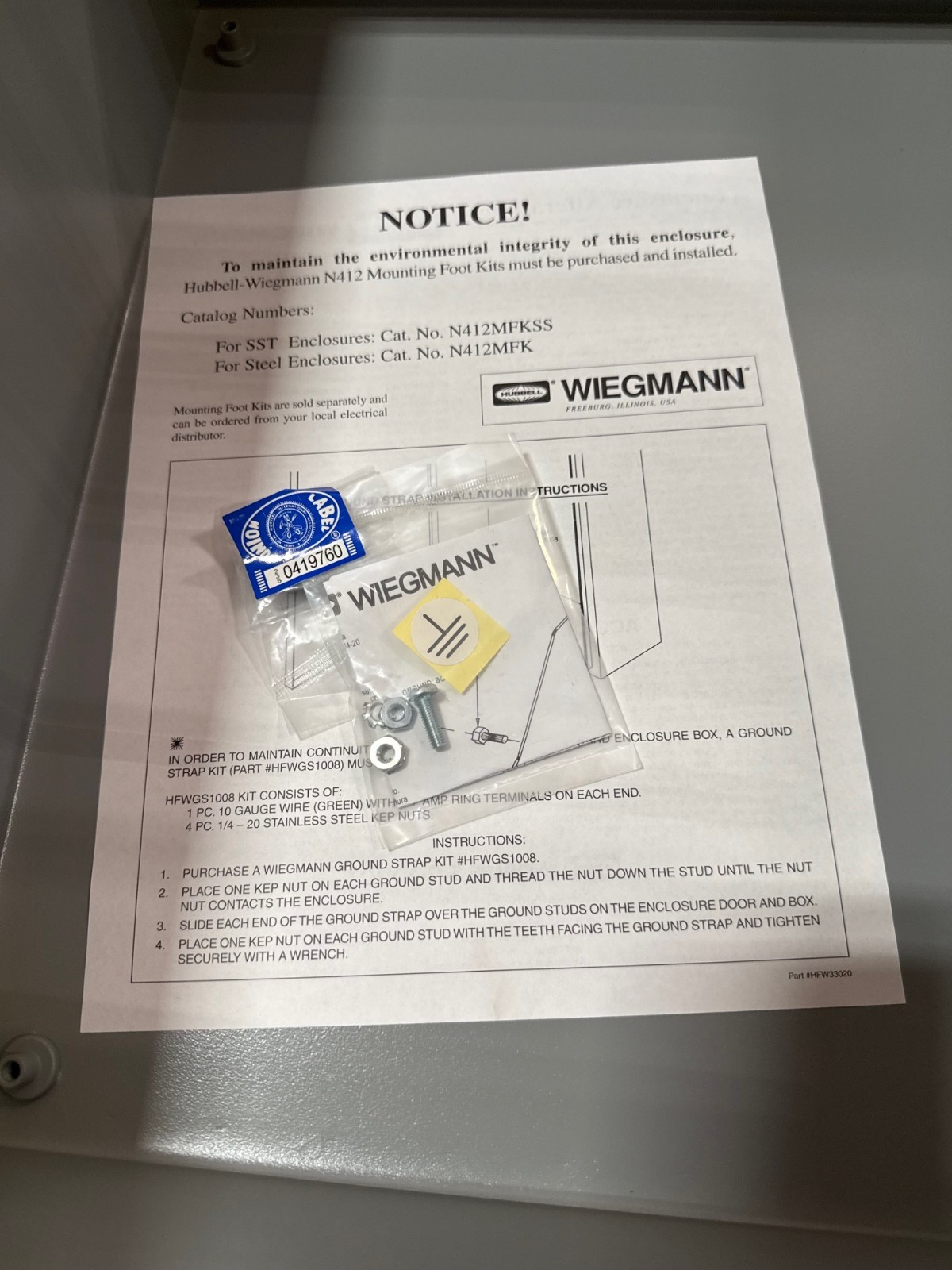 WIEGMANN ENCLOSURE MODEL B161406CH 16' X 14' X 6' AD10B STEEL JIC ENCLOSURE