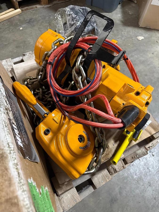 Used Harrington Pneumatic Hoist 6 Ton TCK6000-P2 WITH TROLLEY 2YQ2-7 2RY2