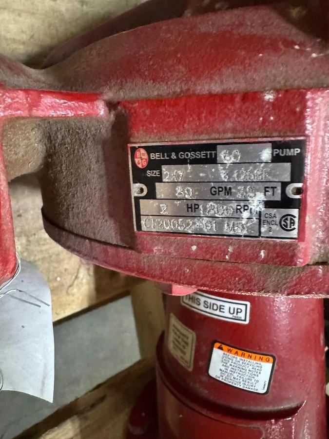 Bell & Gossett 2" X 2" X 7" CENTRIFUGAL PUMP VA17C F MODEL W72754 619-T 2x7