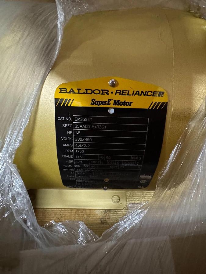 BALDOR MOTOR J2 1 1/2 HP MODEL EM3554T 1760 RPM 230/460 V 3 PH AMP FR 145T