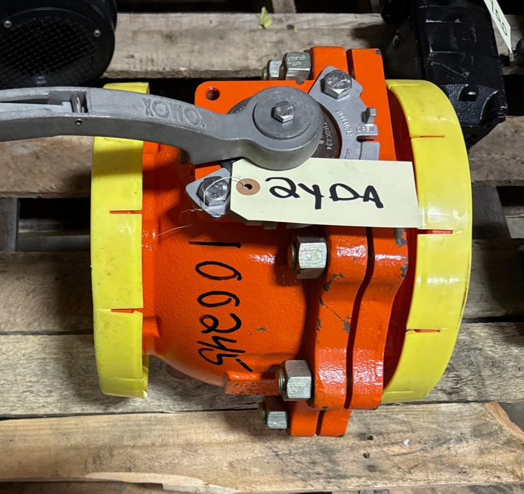 Used XOMOX 6" 150 RF FP PFA LINED BALL VALVE MODEL XLB12A 2YDA HANDLE OPERATER