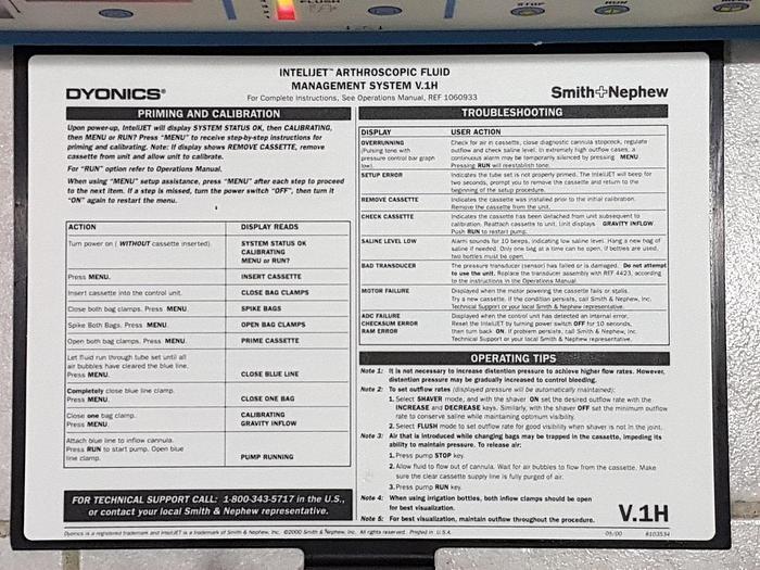 Used Smith+Nephew DYONICS InteliJET Steuergerät Arthroskopisches Managementsystem