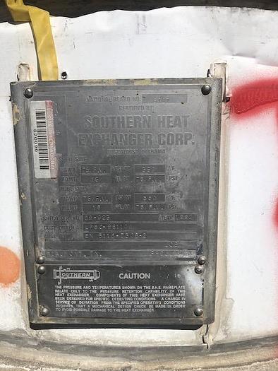 Used Used Southern Heat Exchanger Corp.  Approximately 706 sq ft. 316L stainless steel shell and tube heat exchanger