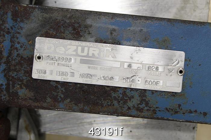 Used Dezurik 4" Hand Operated Knife Gate Valve #43191