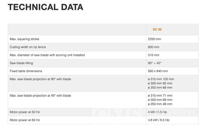 Used 2019 Casadei SC 30 Sliding Table Saw